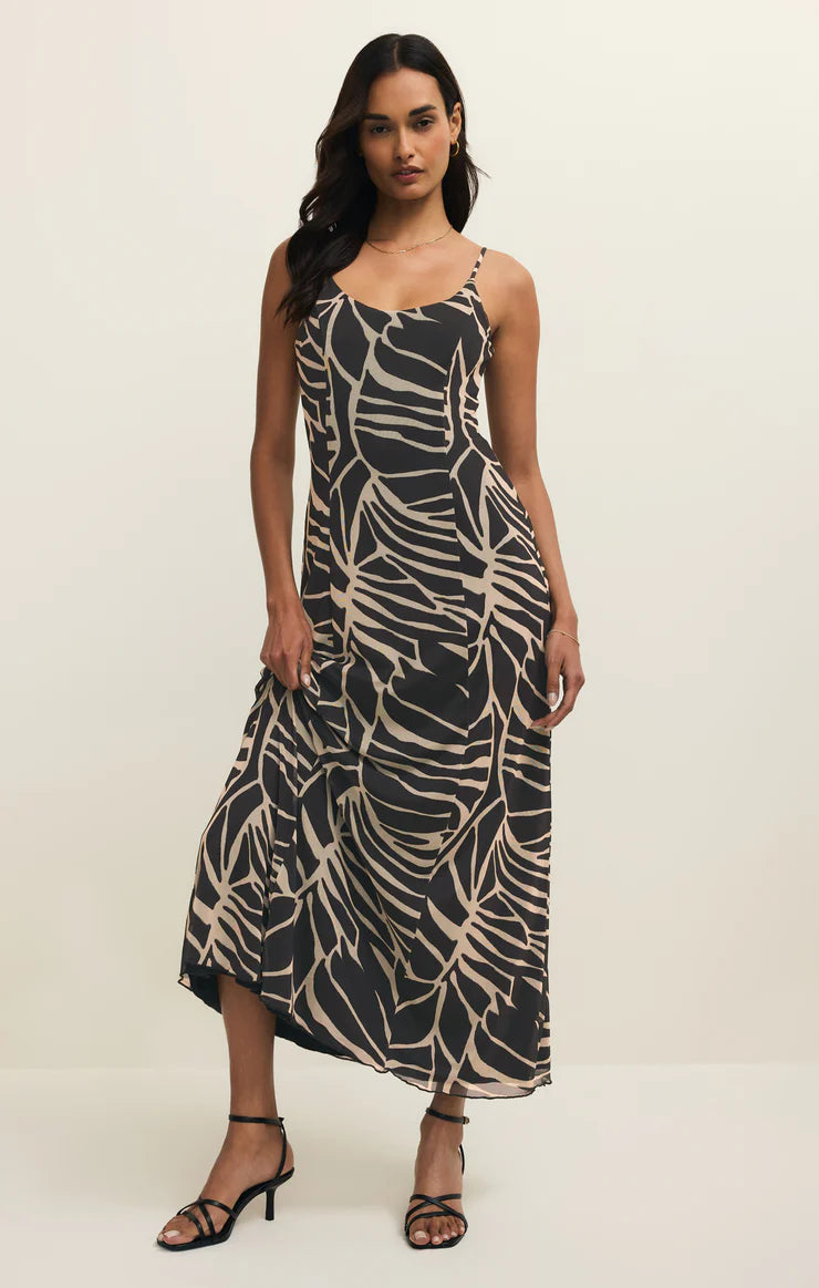 Charisma Tova Palm Midi Dress | Black - Visual Media Number 1 of 2