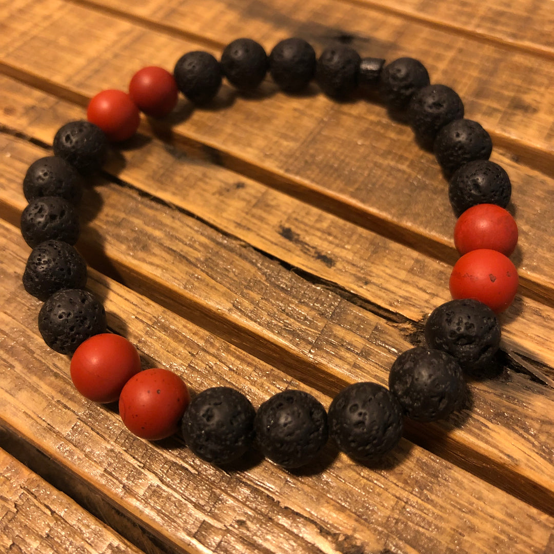 Clay Rock Bracelet / Poppy Jasper + Lava Rock - Visual Media Number 1 of 1