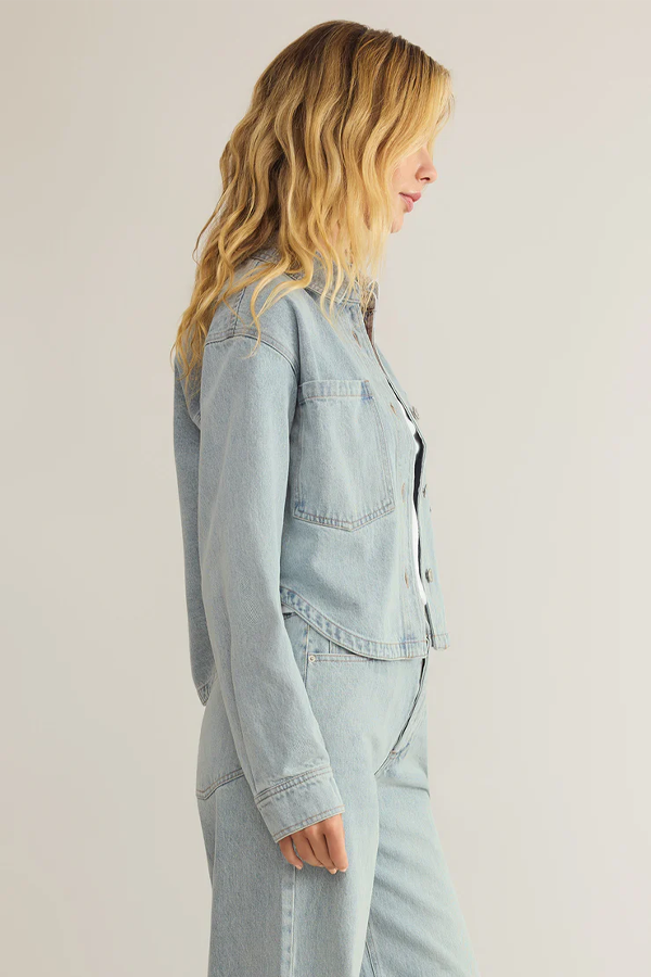 All Day Cropped Denim Jacket | Faded Indigo - Thumbnail Image Number 2 of 3
