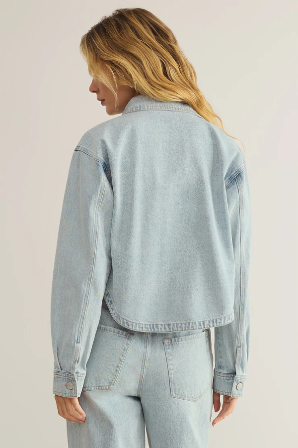 All Day Cropped Denim Jacket | Faded Indigo - Thumbnail Image Number 3 of 3
