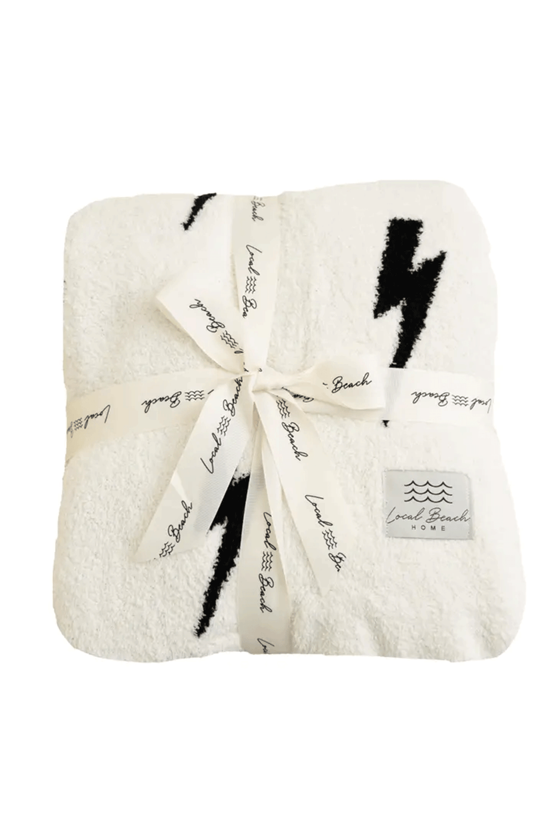 Lighting Bolt Luxe Home Blanket | Black & Cream - Visual Media Number 1 of 1