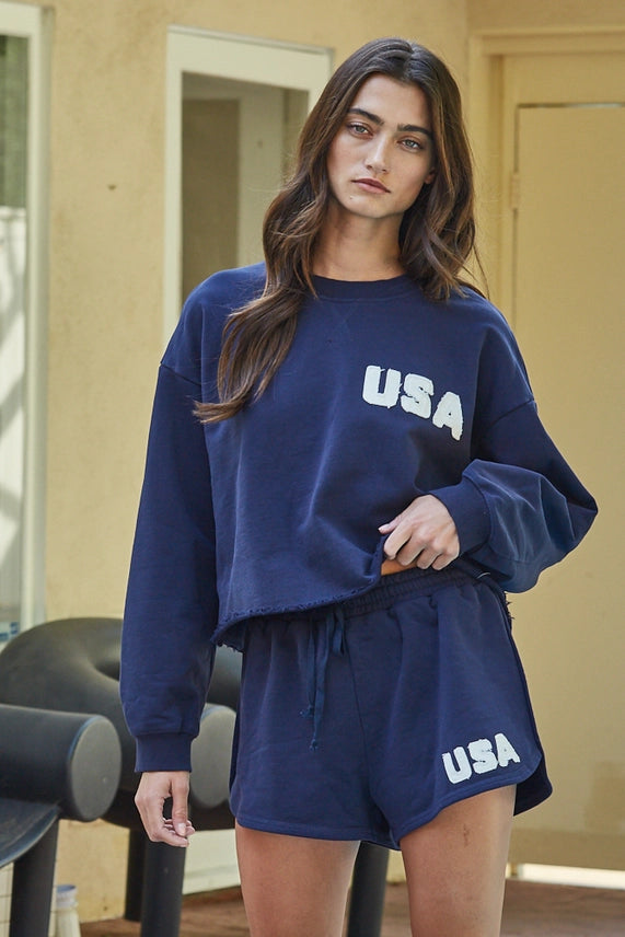 USA Knit Cotton Crew | Blue - Visual Media Number 1 of 1