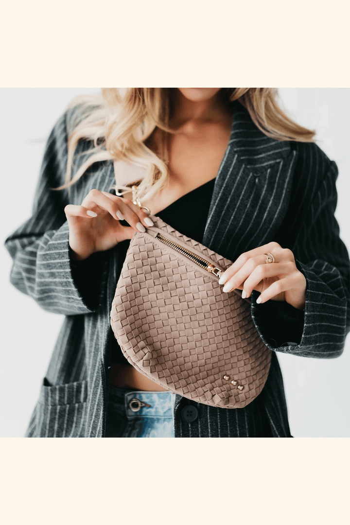 Suede Westlyn Woven Bum Bag | Taupe - Thumbnail Image Number 2 of 2
