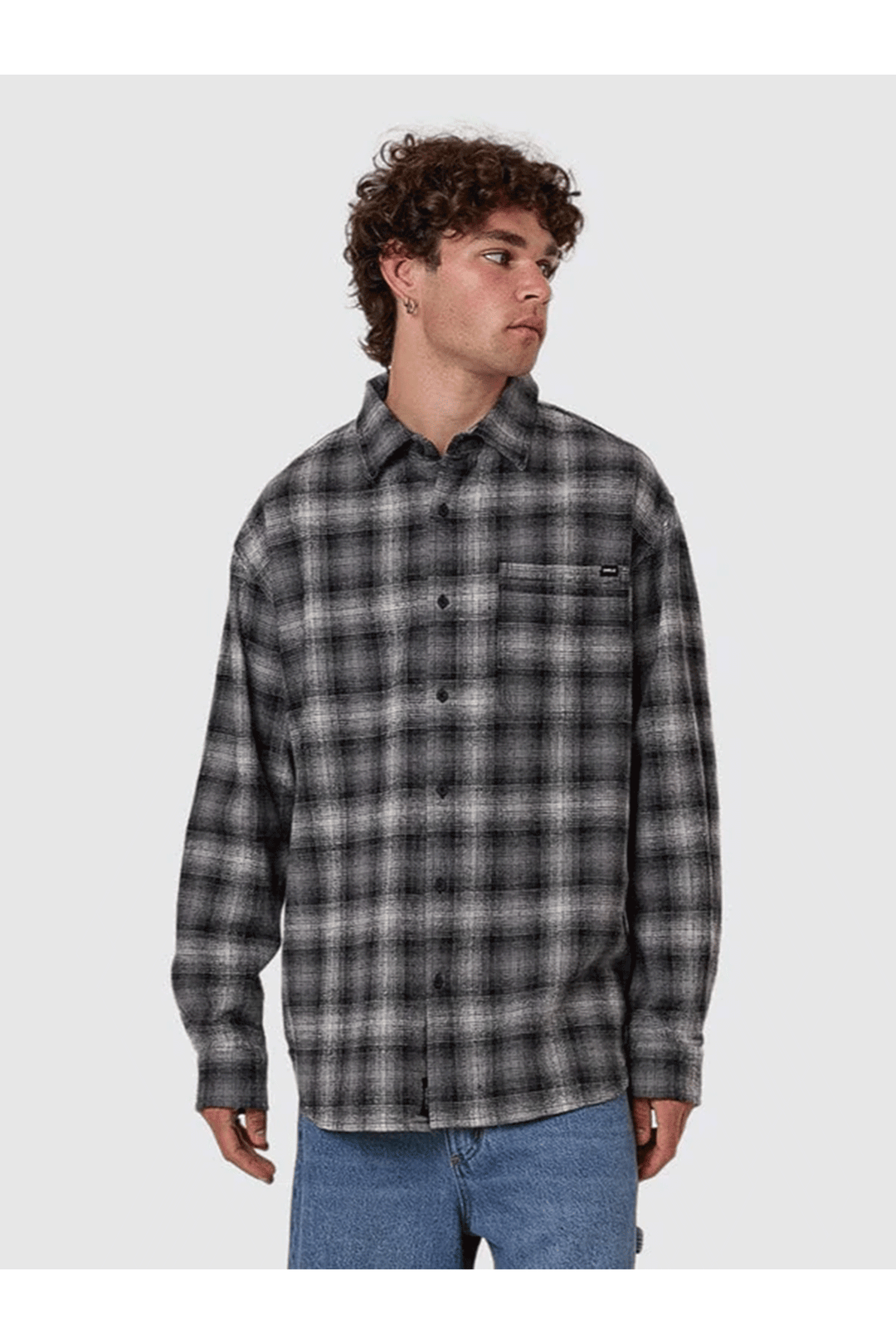 Barrio Long Sleeve Flannel Shirt | Black - Visual Media Number 1 of 2