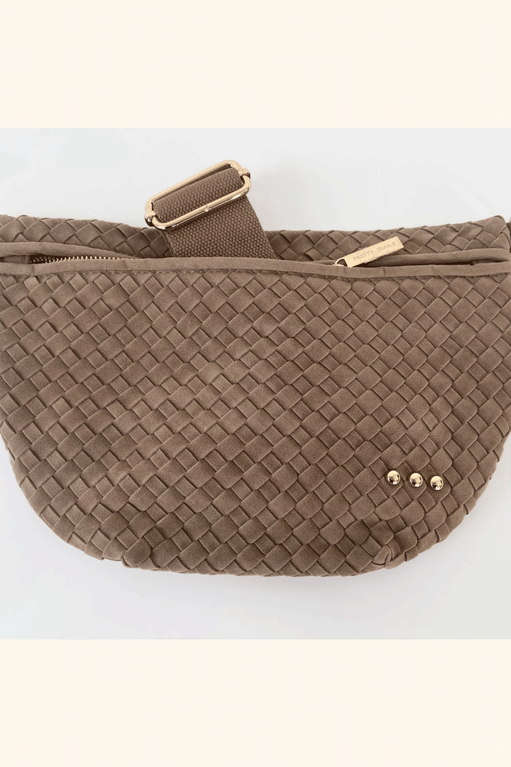 Suede Westlyn Woven Bum Bag | Taupe - Thumbnail Image Number 1 of 2
