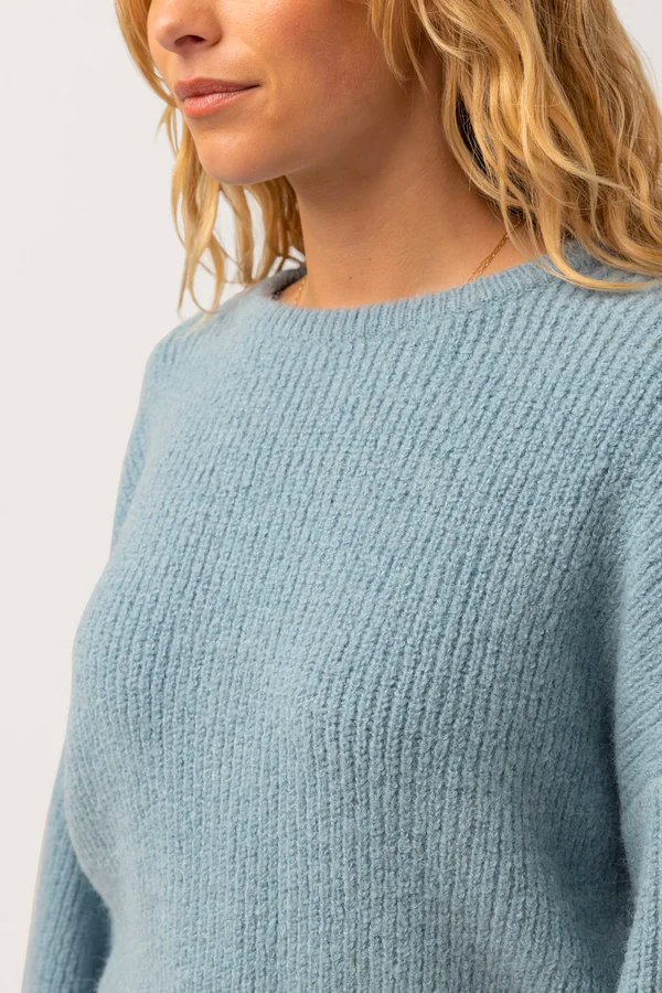 Somerset Knit Jumper | Dusty Blue - Thumbnail Image Number 4 of 5
