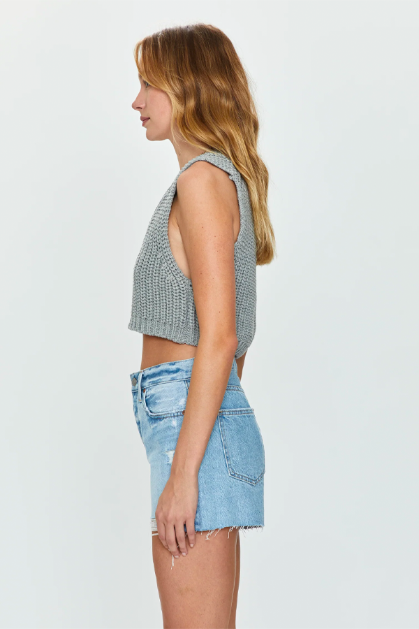 Cora Knit Vest | Light Grey - Main Image Number 2 of 3