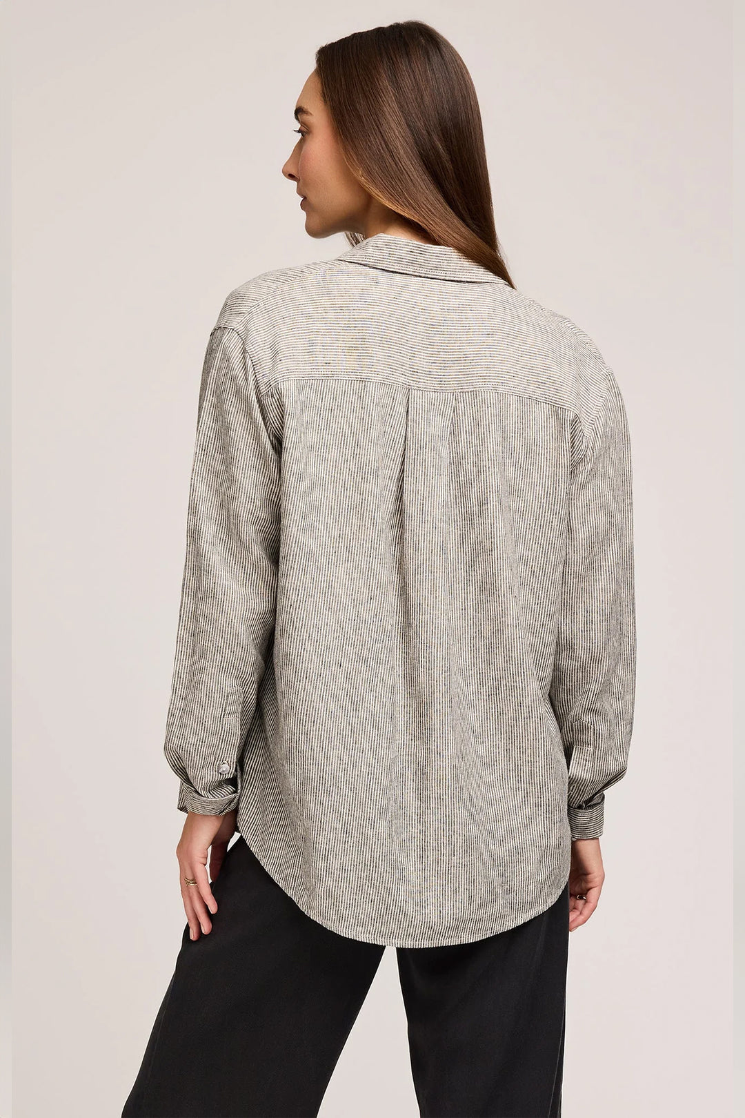 Arabella Long Sleeve Button Up Shirt | Black Stripe - Visual Media Number 2 of 2