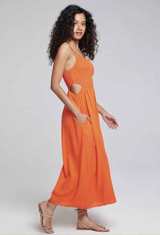 Naletta Midi Dress | Hot Orange - Main Image Number 3 of 3