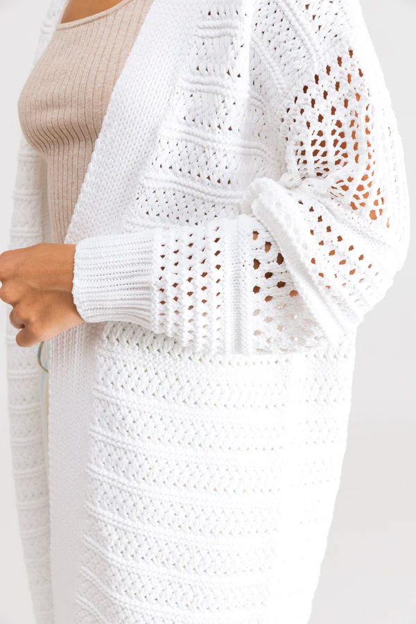 Chunky Knit Cardigan | Off White - Main Image Number 2 of 3