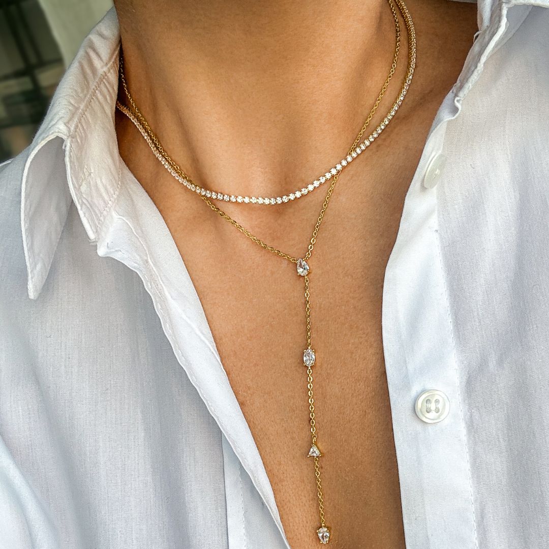 Micro Tennis Necklace | Gold - Visual Media Number 2 of 2