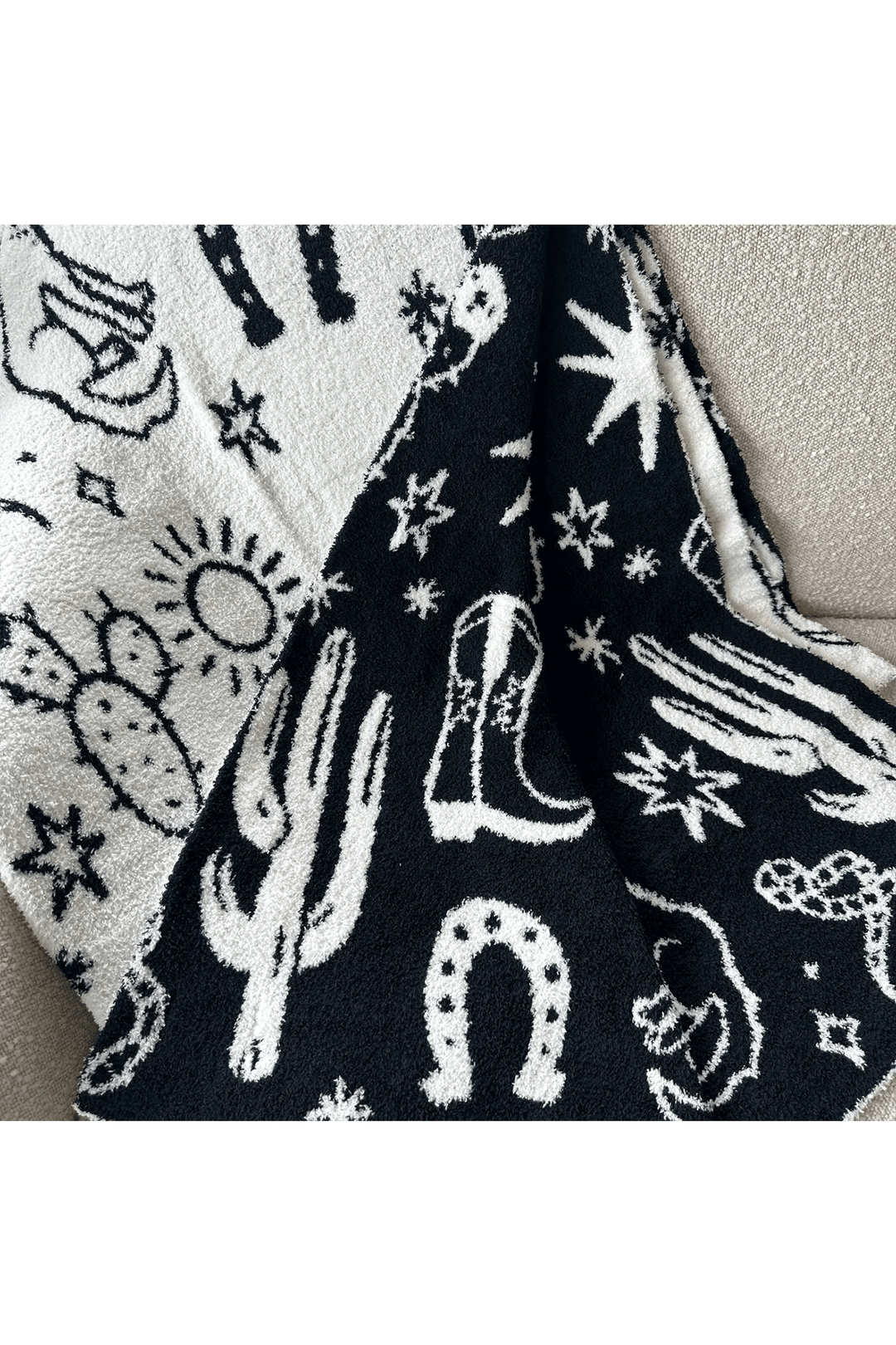 Baby Western Luxe Blanket | Black and Cream - Visual Media Number 1 of 2