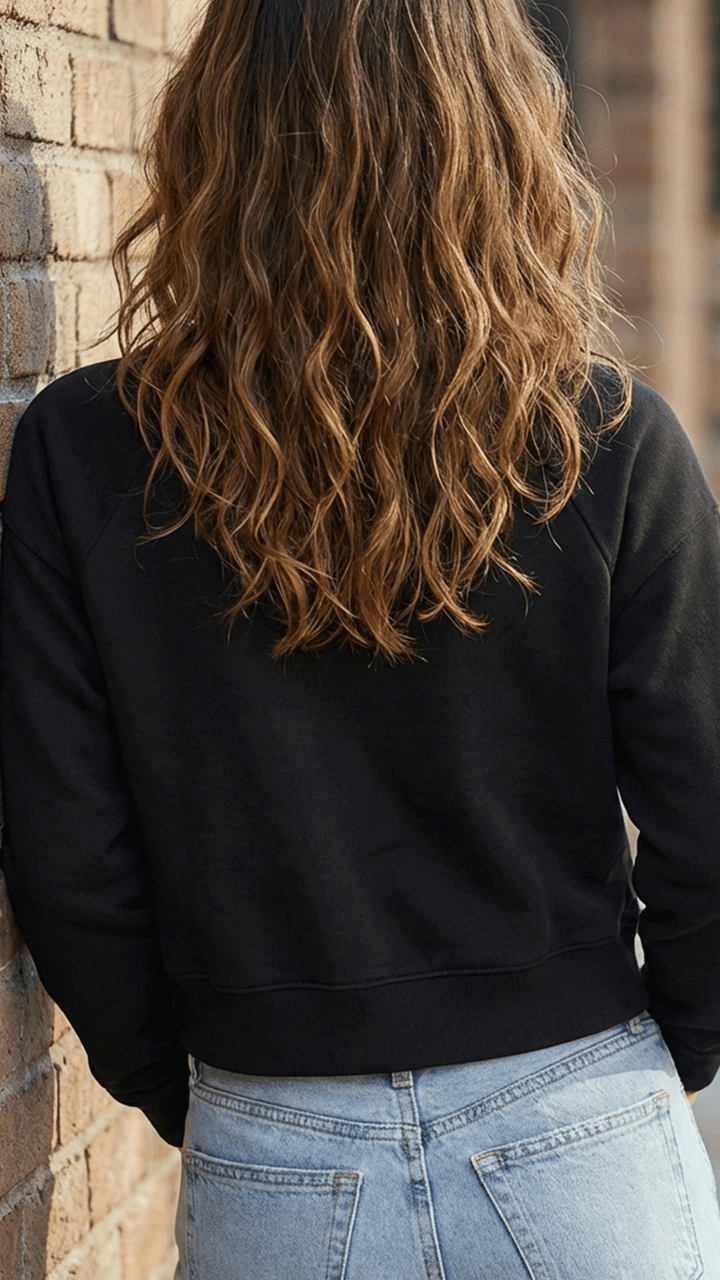 Music Sounds Better Crop Sweatshirt | Dark Grey - Thumbnail Image Number 3 of 3
