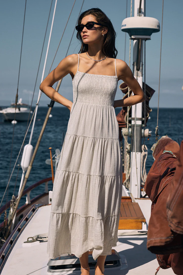 Balos Striped Maxi Dress | Natural - Thumbnail Image Number 2 of 4
