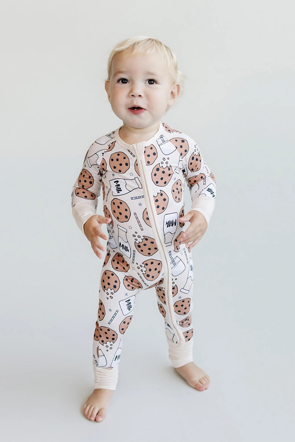 Bamboo Zip Romper | Milk & Cookies - Visual Media Number 2 of 4