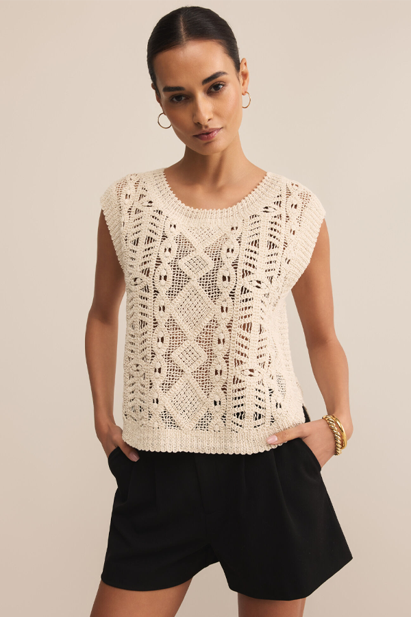 Baroque Sweater Top | Crystal - Thumbnail Image Number 1 of 3
