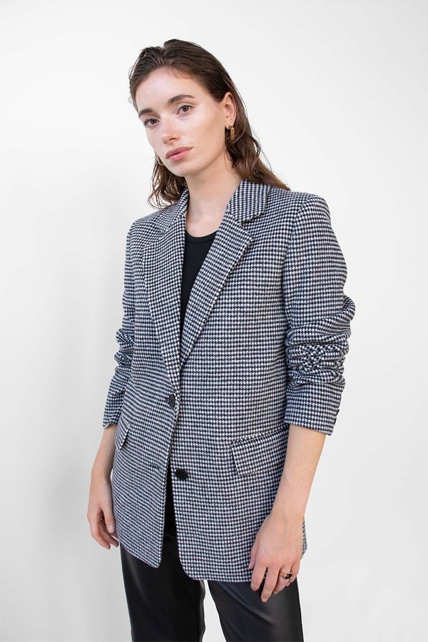 Fate Ditsy Check Blazer | Black White - Main Image Number 3 of 3