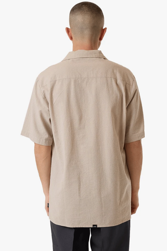 Minimal Thrills Stripe Bowling Shirt | Brindle - Visual Media Number 2 of 2