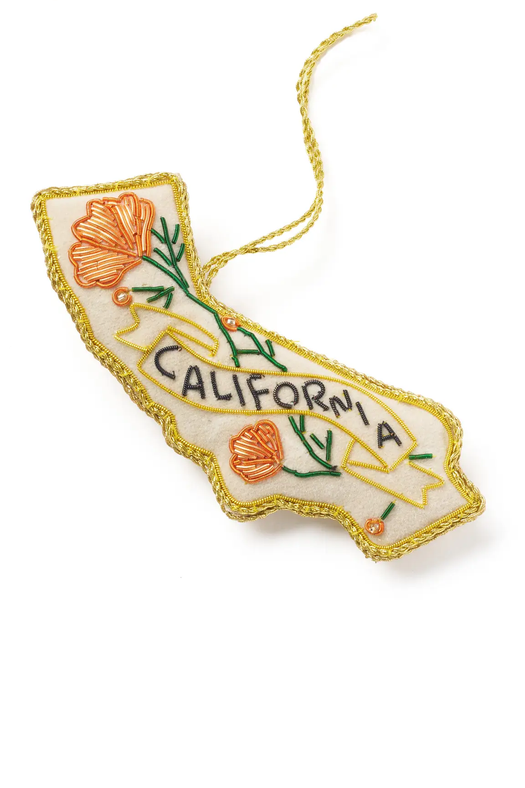 California Poppy Beaded Fabric Ornament - Visual Media Number 1 of 1