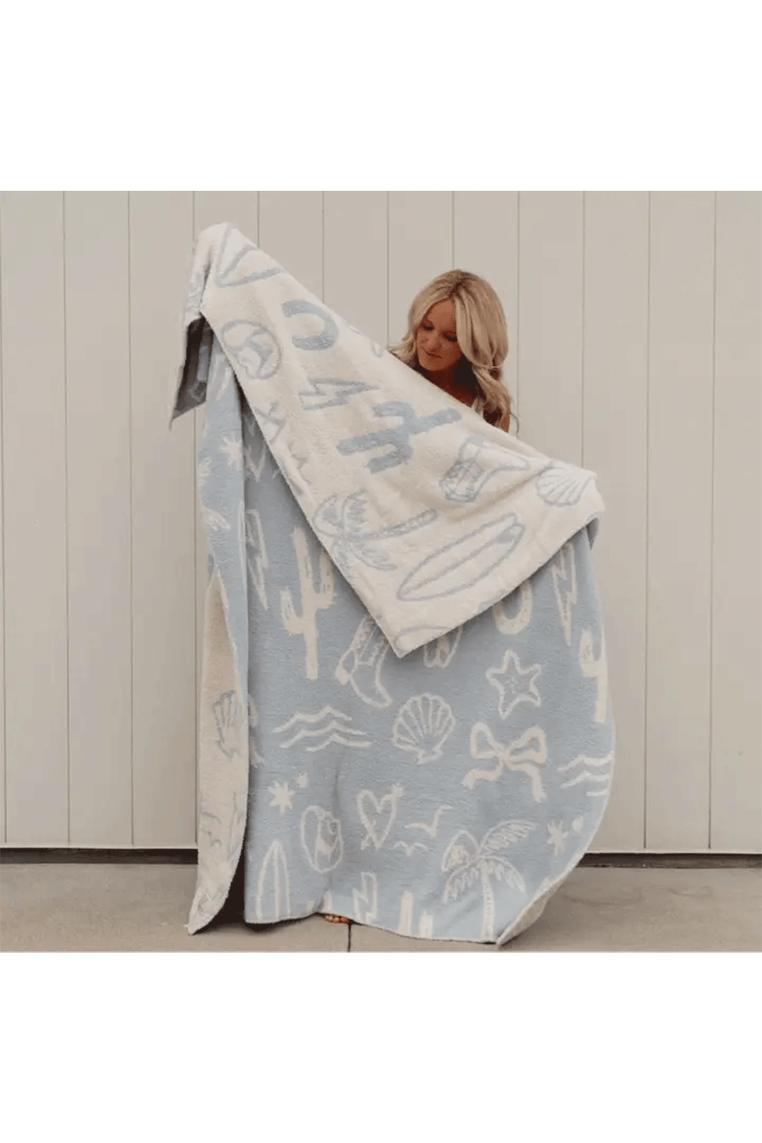 Coastal Cowgirl Luxe Home Blanket | Blue Fog & Cream - Visual Media Number 2 of 3