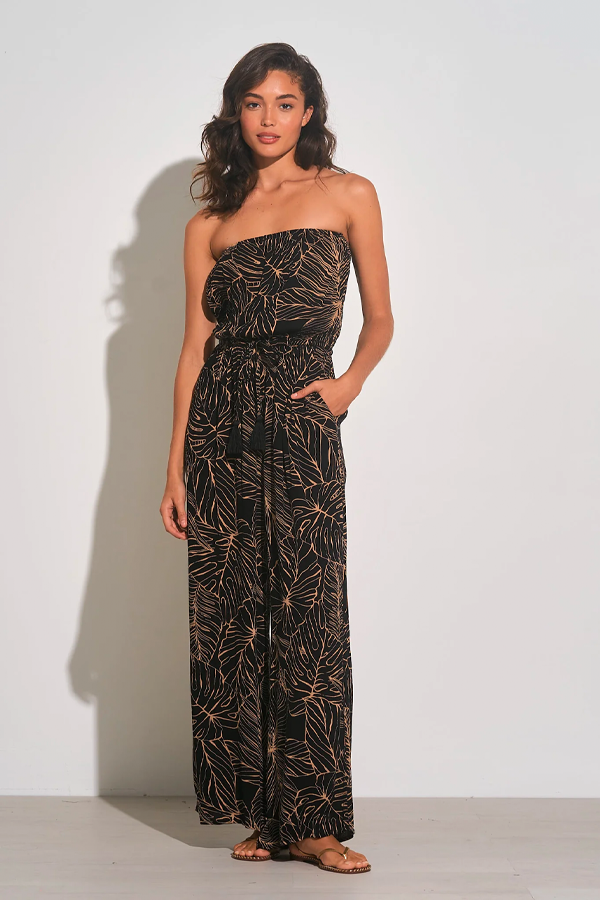 Tropical Strapless Jumper | Black Natural - Main Image Number 1 of 3