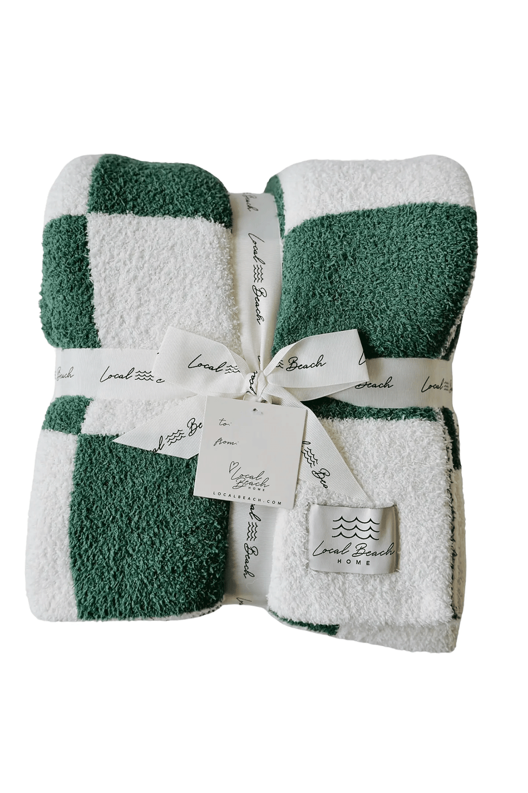 Holiday Checker Cozy Luxe Home Blanket | Green and Creme - Visual Media Number 1 of 1
