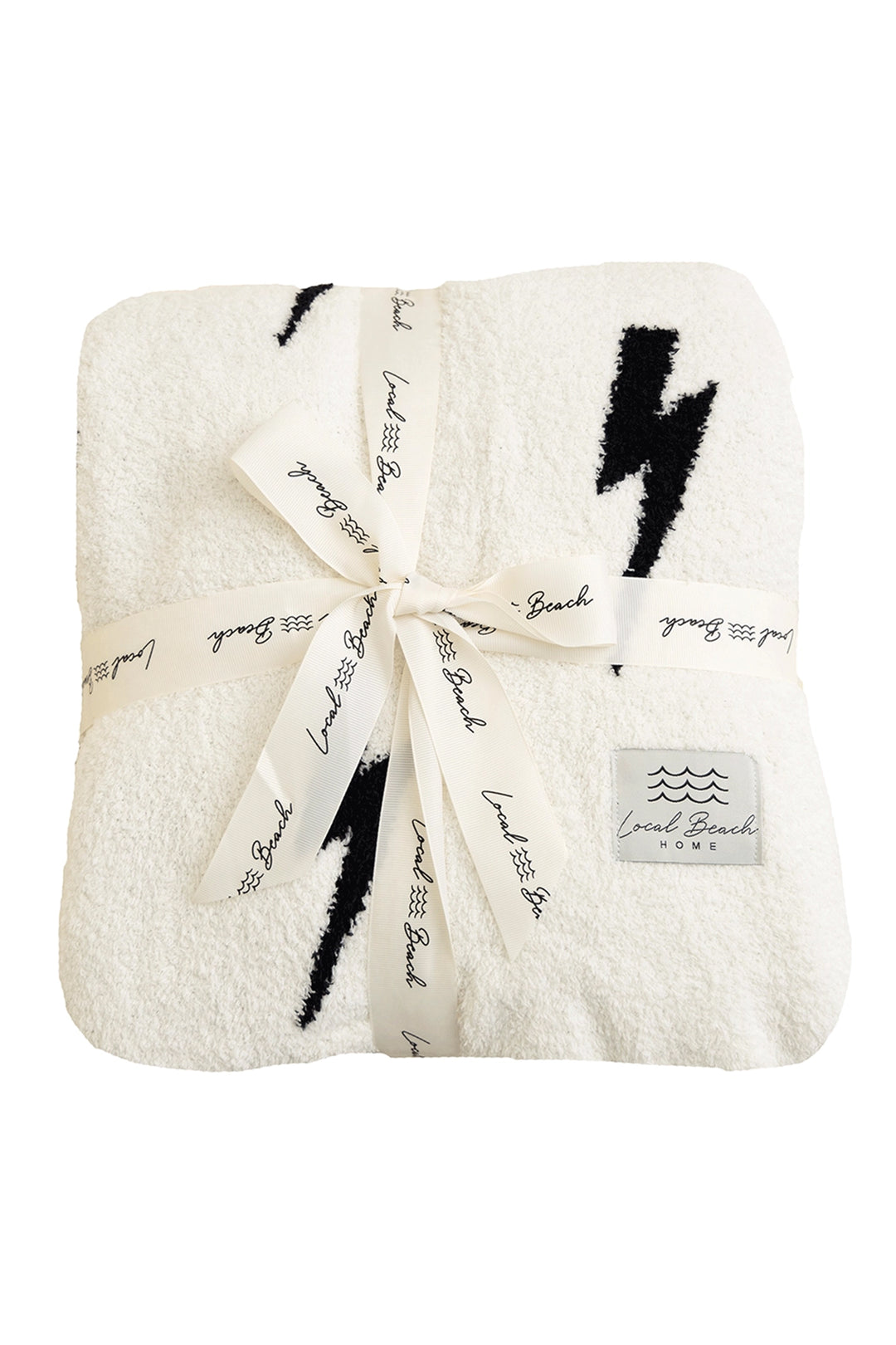 Lightning Bolt Luxe Home Blanket | Black & Cream - Visual Media Number 1 of 1
