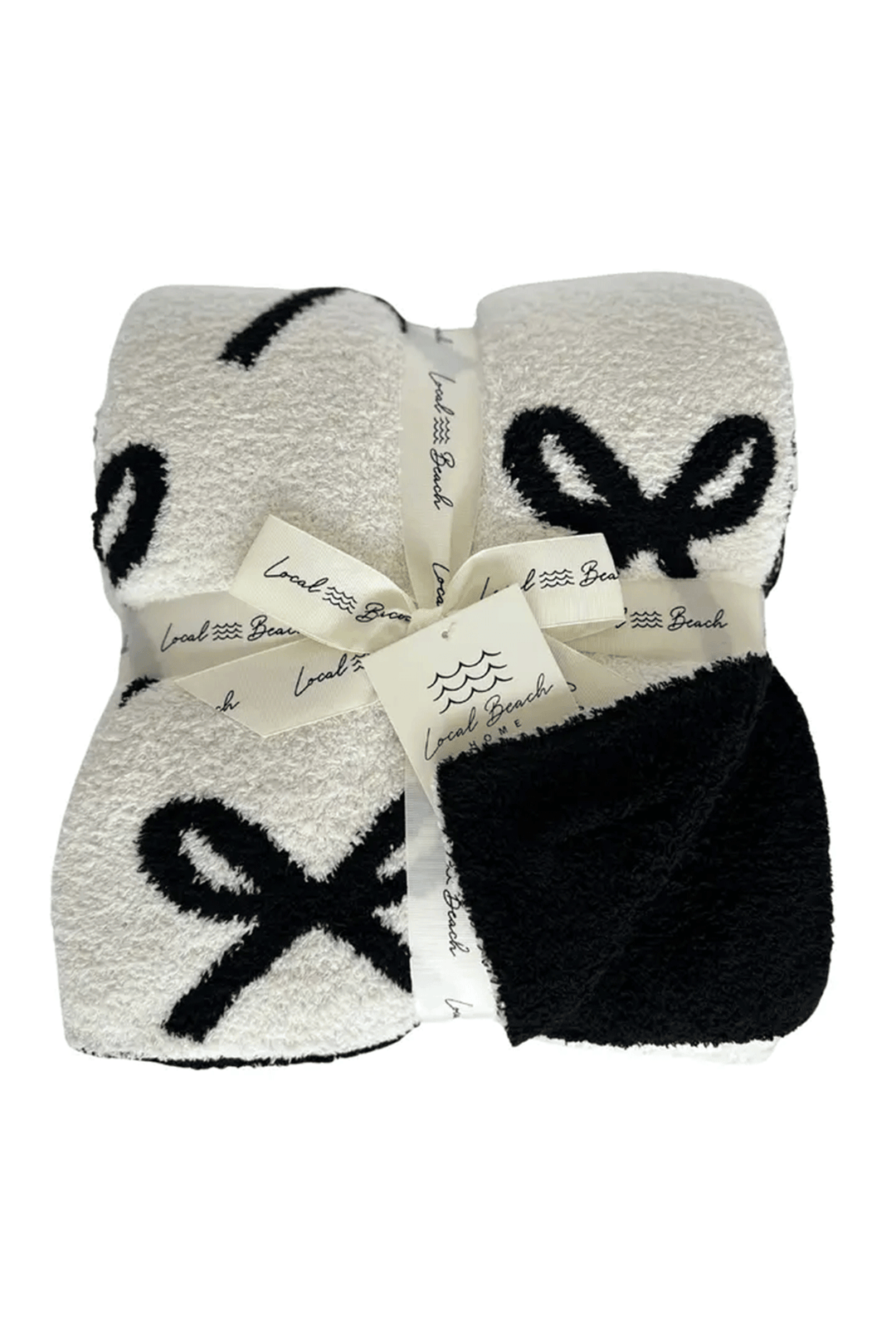 Bow Luxe Home Blanket | Black and Cream - Visual Media Number 1 of 1