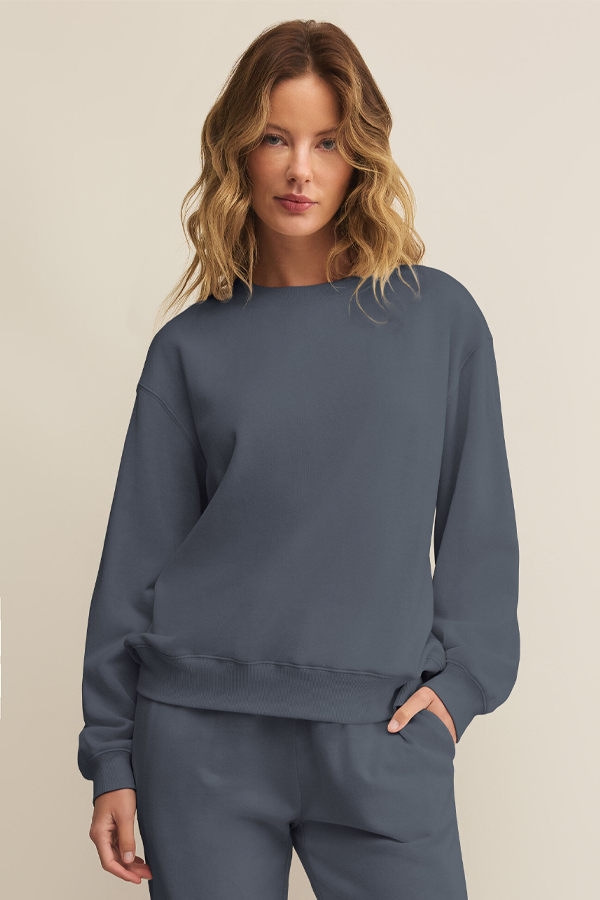 Boyfriend Cotton Sweatshirt | Storm Cloud - Visual Media Number 1 of 1