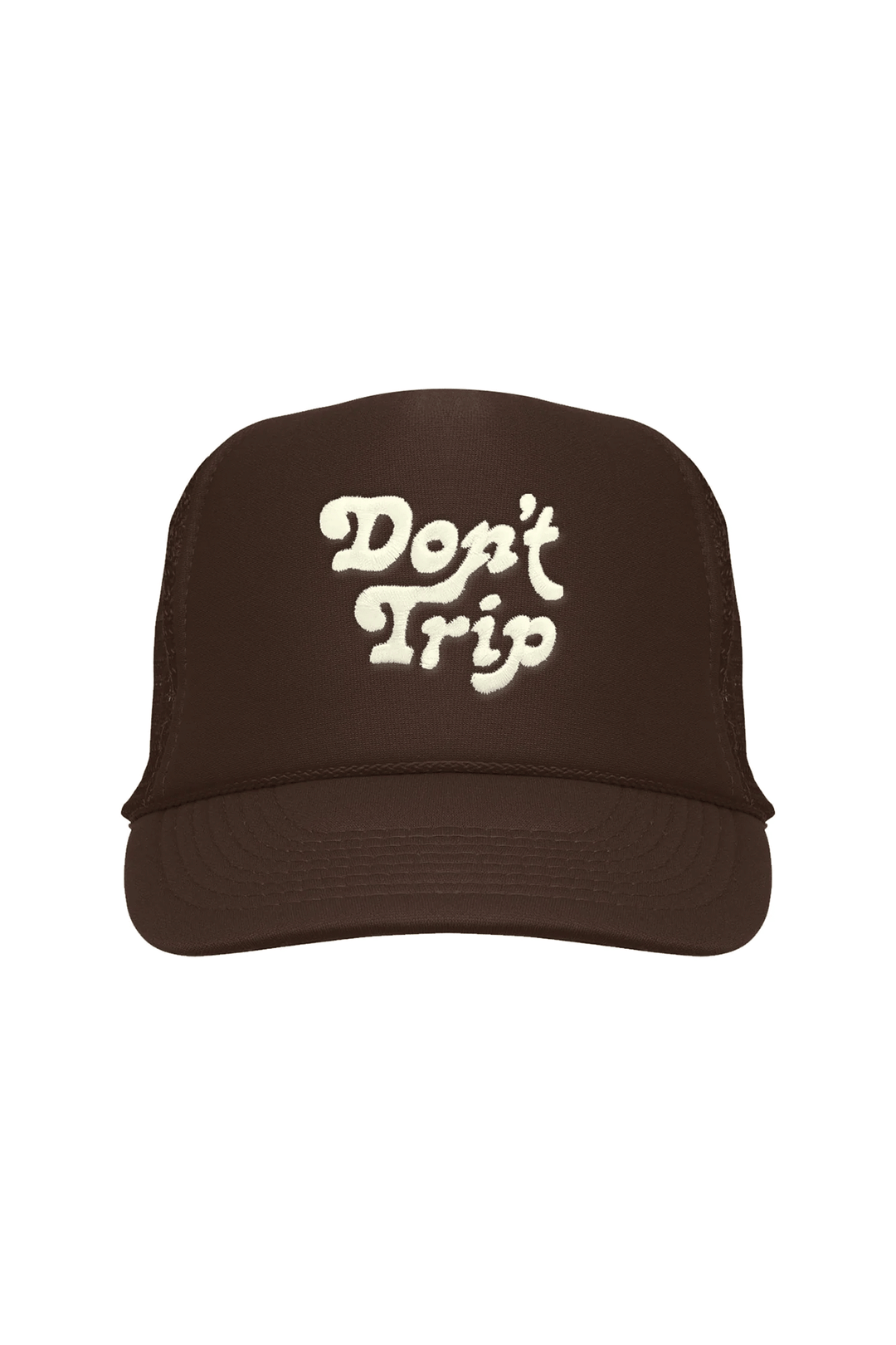 Don't Trip Embroidered Trucker Hat | Brown - Visual Media Number 1 of 1
