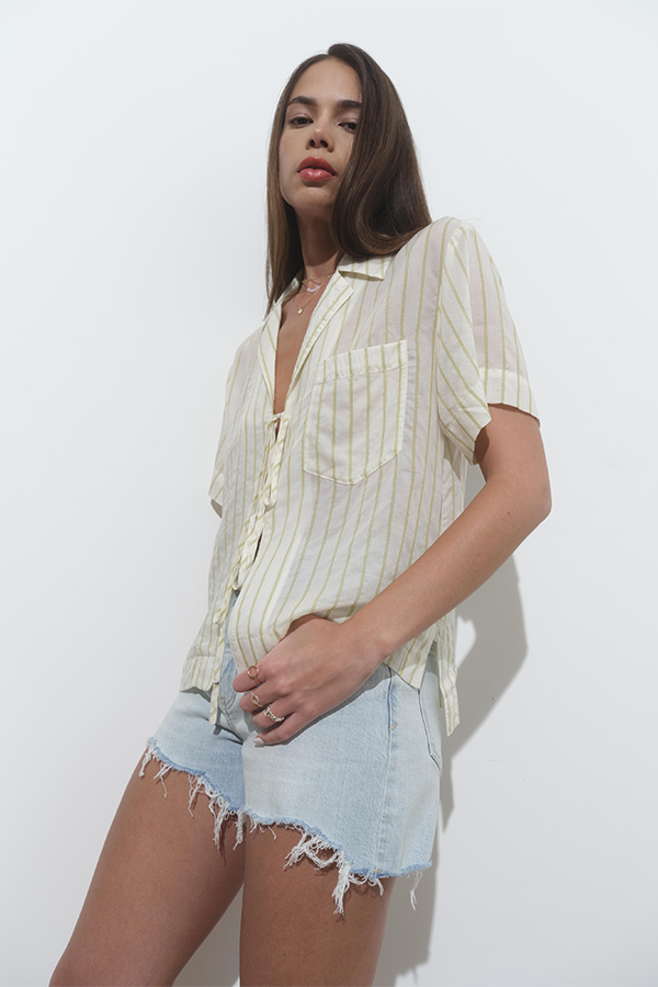 Buttercup Tie Front Shirt | Sunnyside Stripe - Thumbnail Image Number 2 of 2
