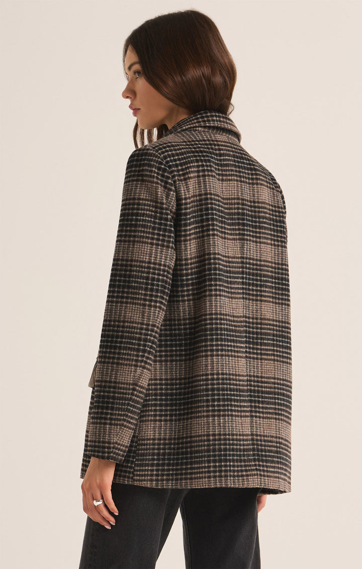 Kingston Relaxed Plaid Blazer | Latte - Thumbnail Image Number 3 of 3
