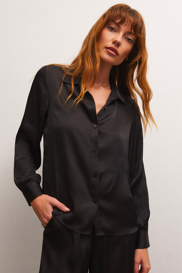 Serenity Lux Sheen Top | Black - Main Image Number 1 of 4