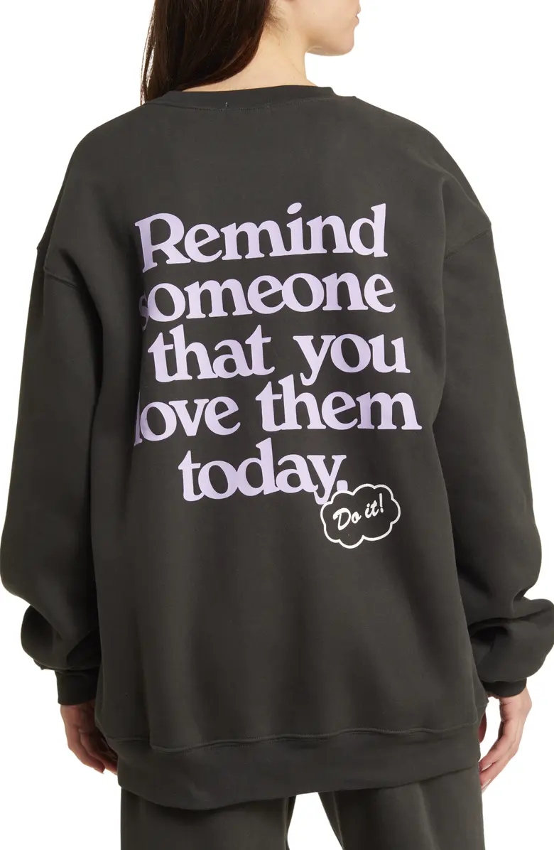 Somebody Loves You Crewneck | Charcoal - Main Image Number 2 of 2