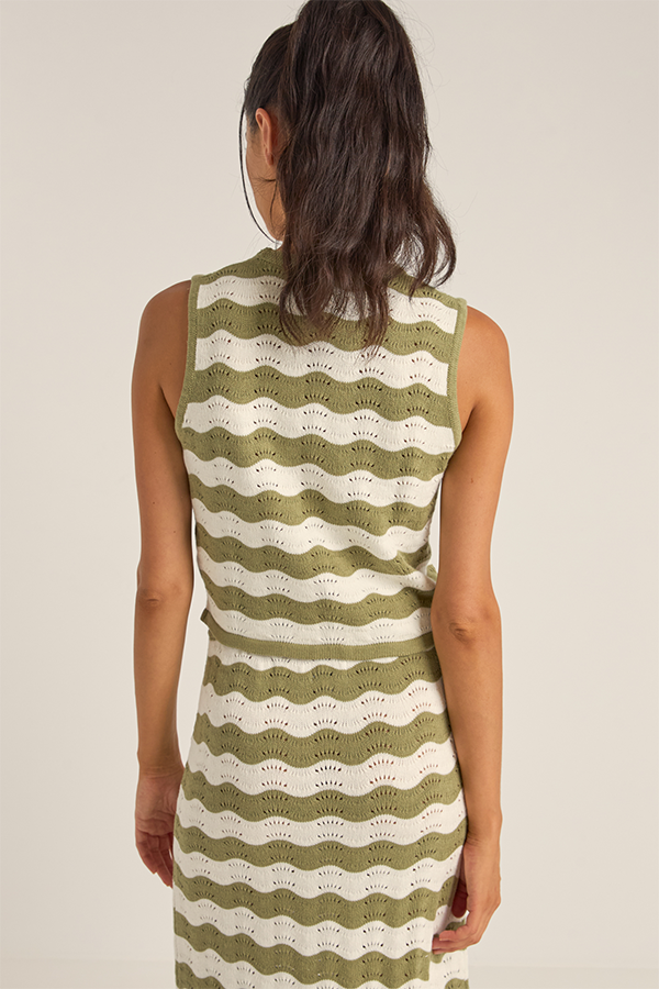 Carmen Stripe Knit Vest | Sage - Visual Media Number 2 of 3