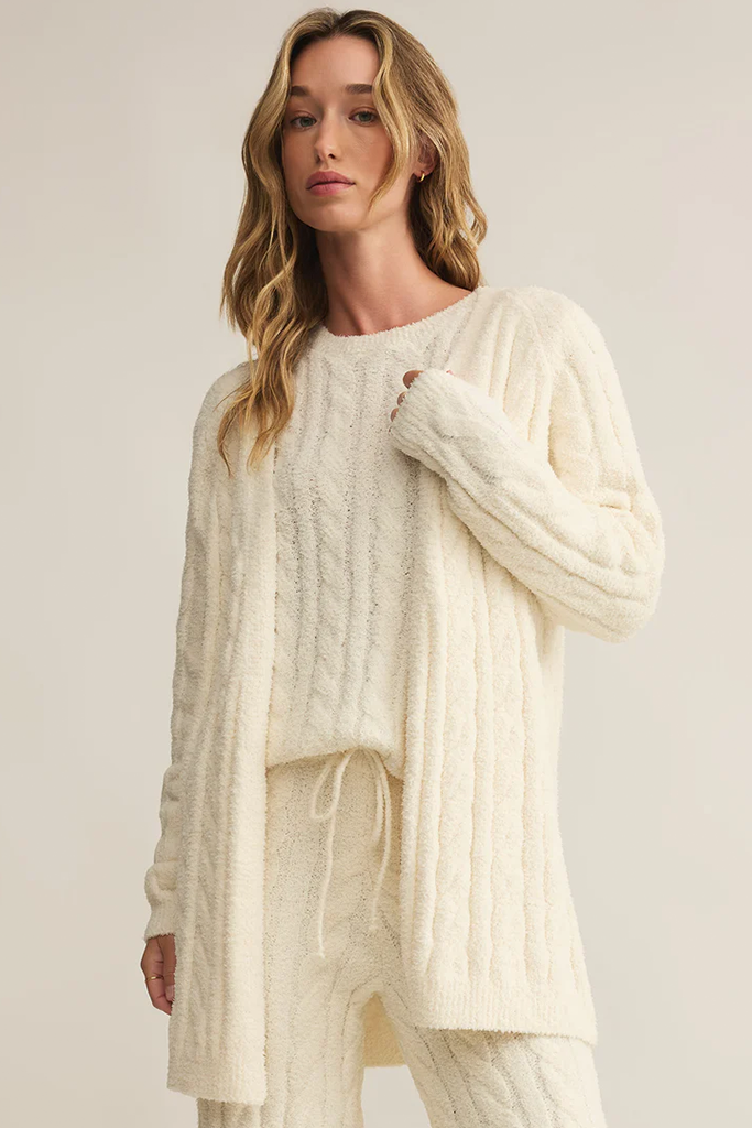 Cate Cable Knit Cardigan | Sea Salt - Visual Media Number 1 of 3