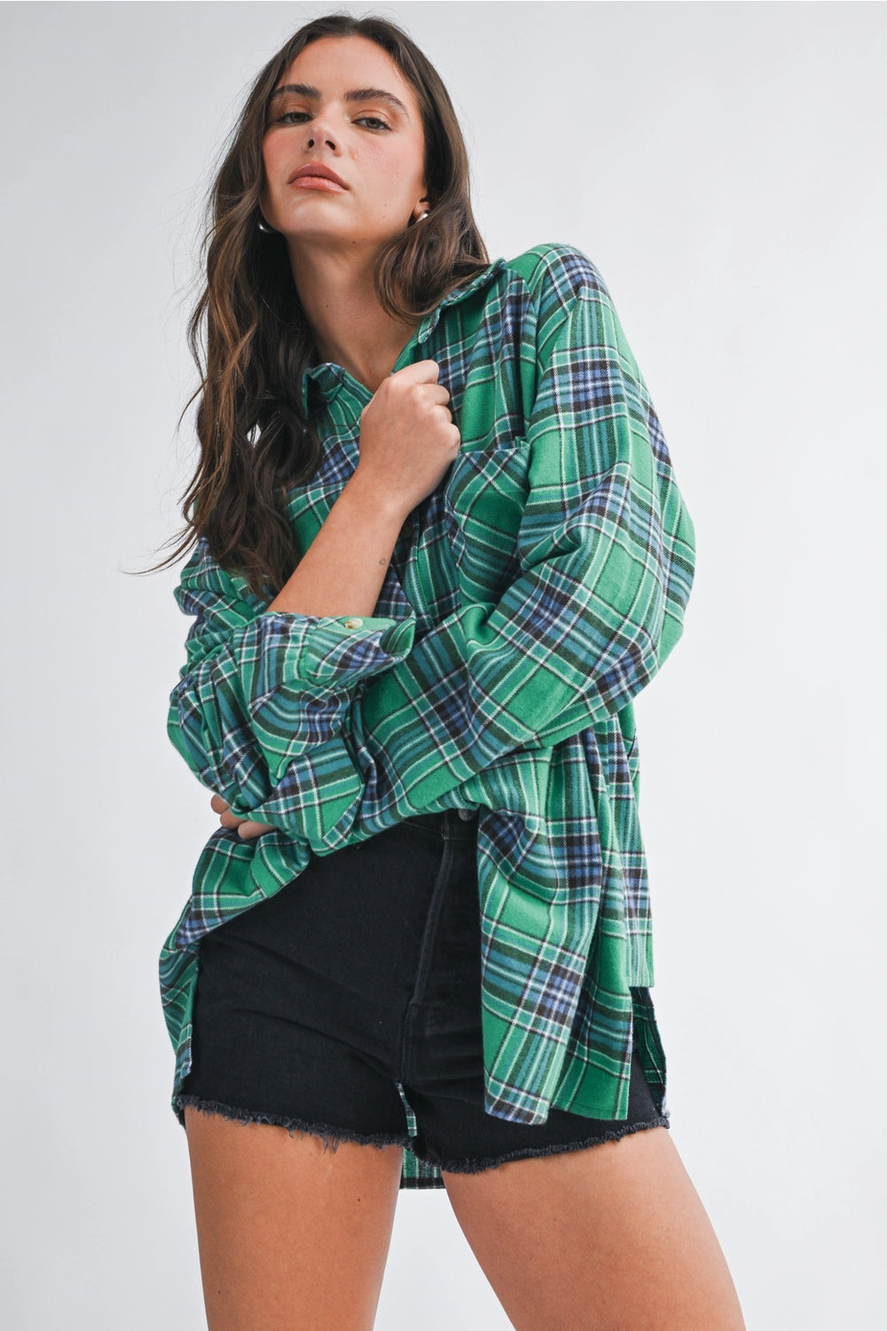 Oversized Plaid Button Down | Green