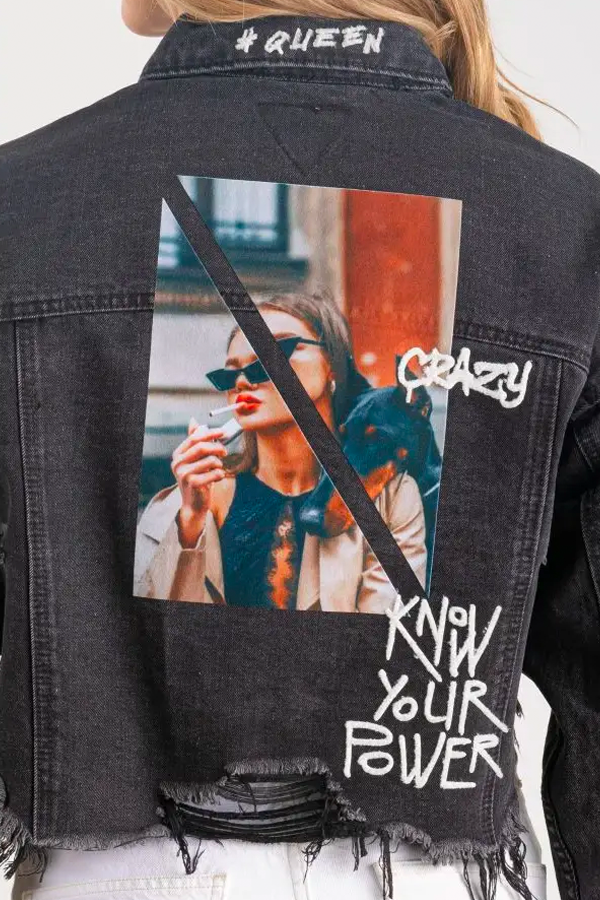 Know Your Power Jean Jacket | Black - Main Image Number 1 of 2