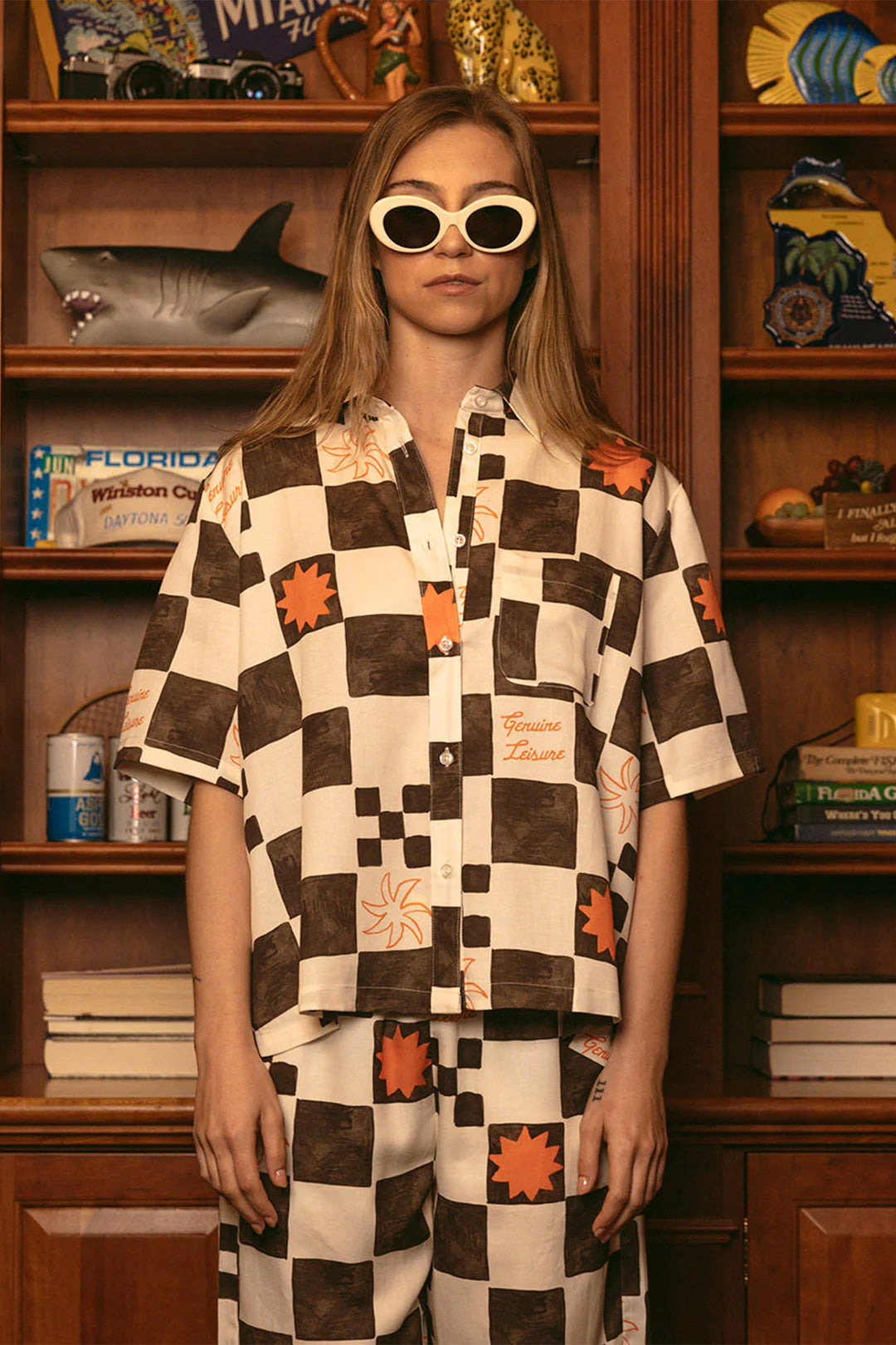 Check Crop Buttonup | Brown - Visual Media Number 1 of 2