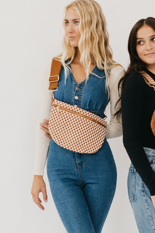 Westlyn Woven Bum Bag | Checkered Tan - Visual Media Number 2 of 2