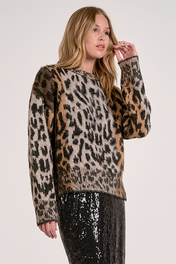Wild Crewneck Sweater | Brown Cheetah - Thumbnail Image Number 1 of 3

