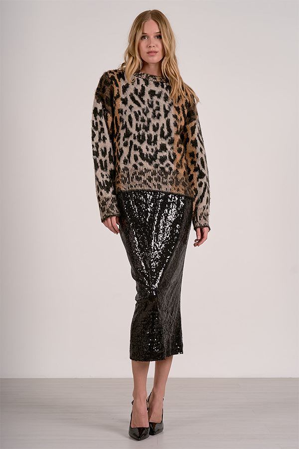 Wild Crewneck Sweater | Brown Cheetah - Thumbnail Image Number 3 of 3
