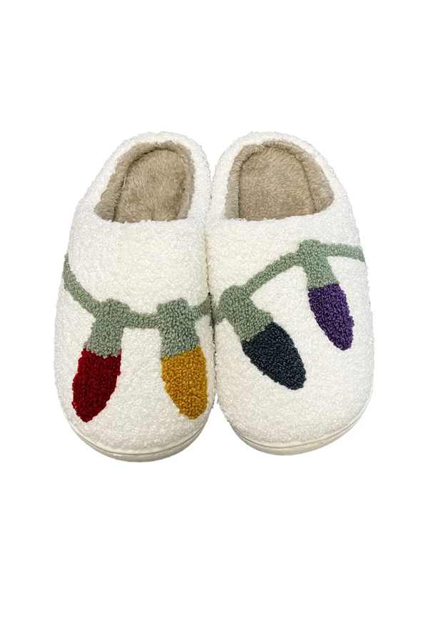 Christmas Lights Slippers | White - Visual Media Number 1 of 1