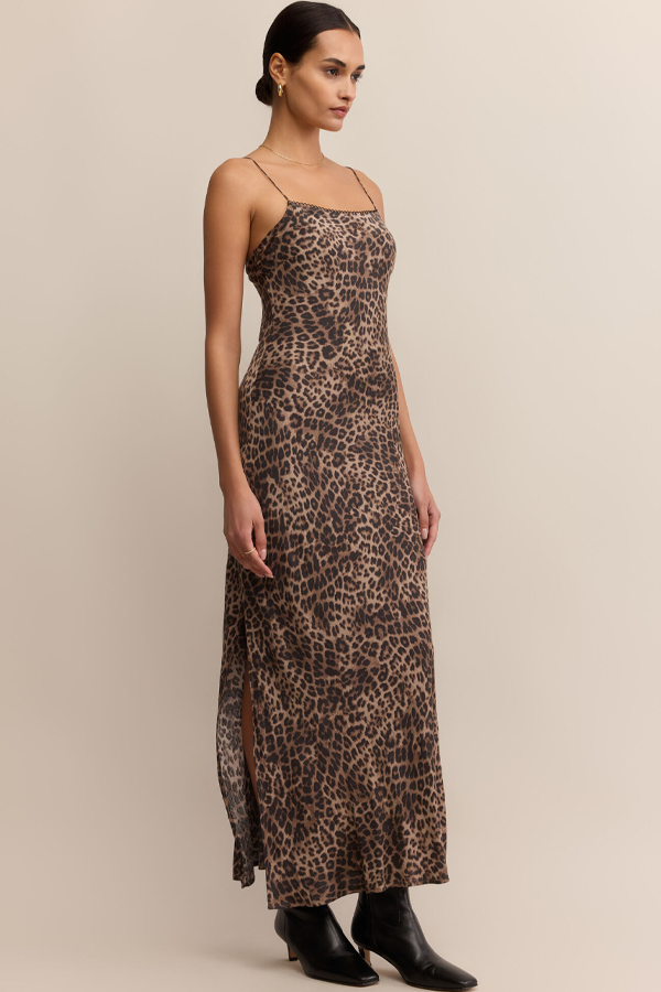 Cielo Leopard Midi Dress | Desert Tan - Visual Media Number 2 of 3