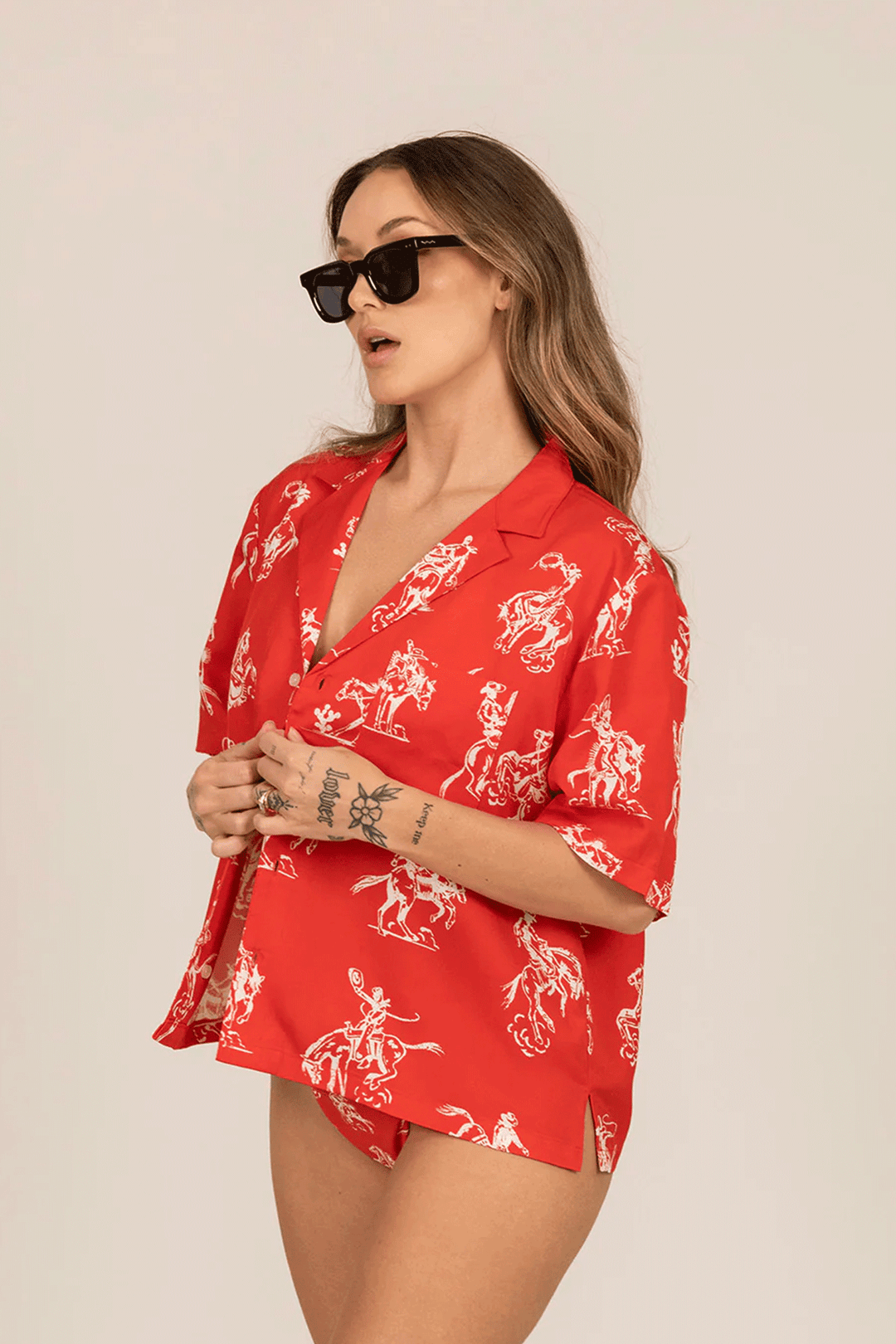 Cowboy Crop Button up | Red - Visual Media Number 1 of 3