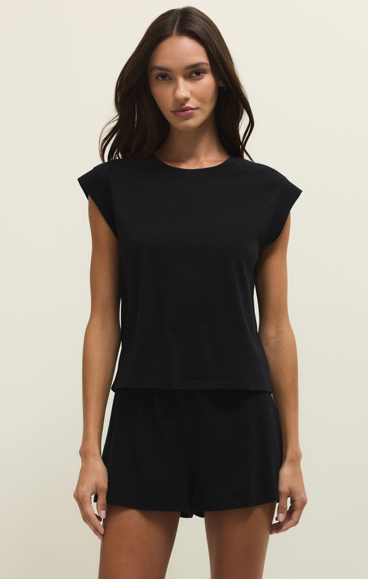 Camino Jersey Top | Black - Thumbnail Image Number 1 of 2
