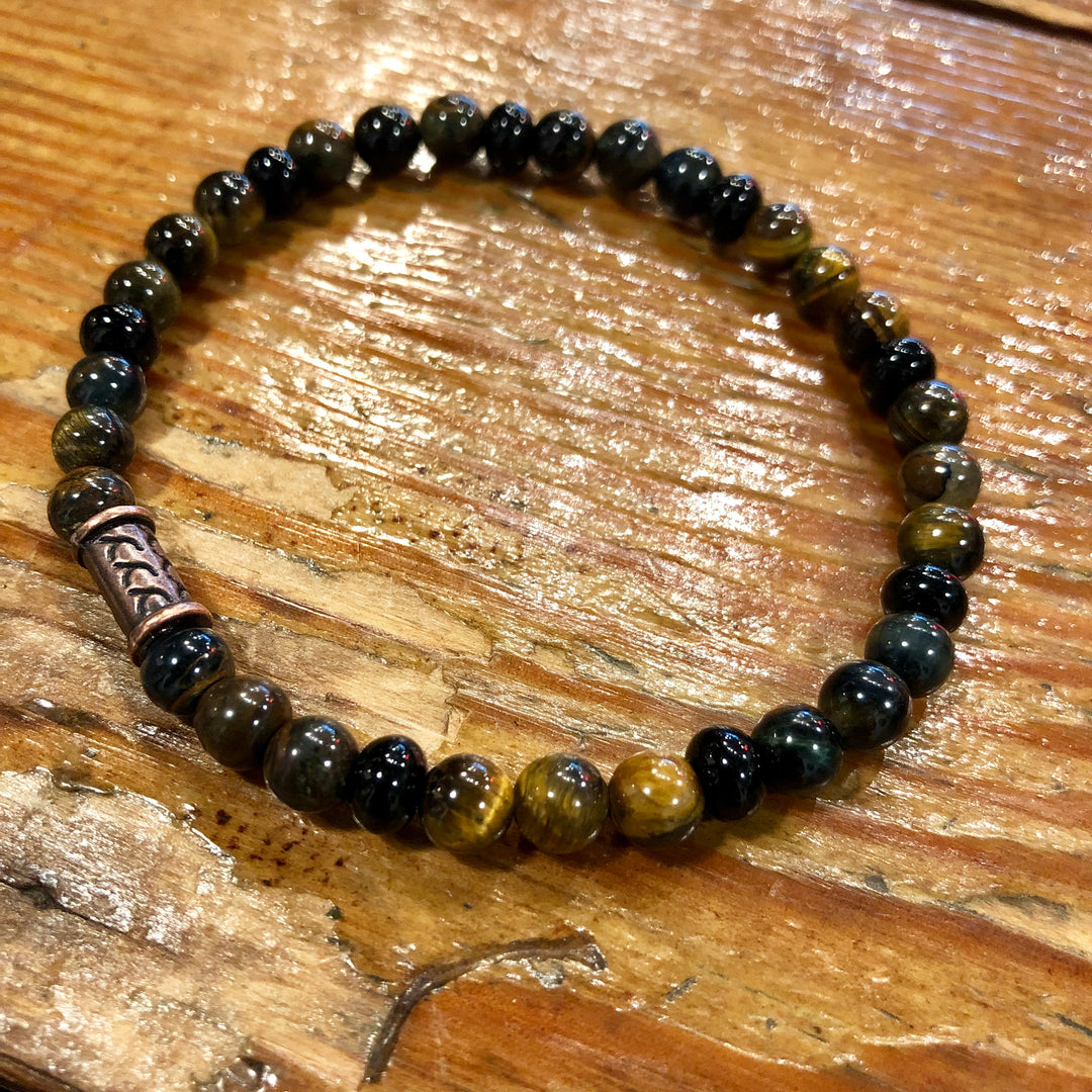 Slick Rick Bracelet / Mixed Tiger Eye + Onyx + Copper - Visual Media Number 1 of 1