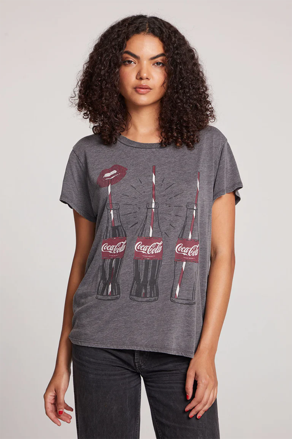 Coca Cola Kiss Tee | Black Mineral Wash - Visual Media Number 1 of 3