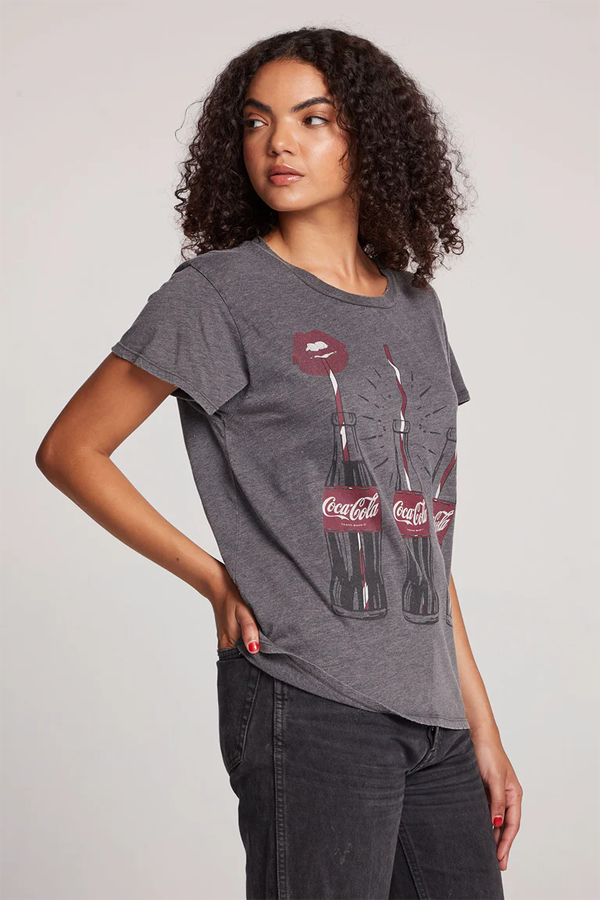 Coca Cola Kiss Tee | Black Mineral Wash - Visual Media Number 2 of 3