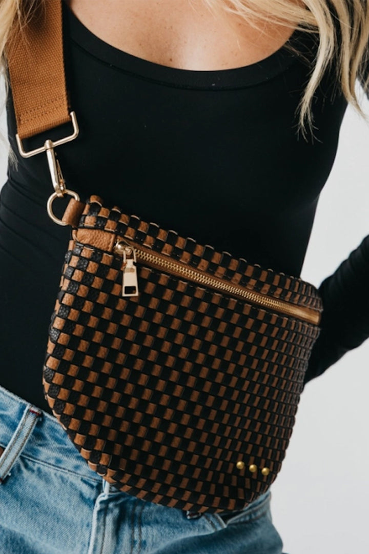 Westlyn Woven Bum Bag | Checkered Coffee - Thumbnail Image Number 1 of 2
